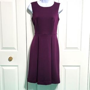 Calvin Klein Dress Plum Purple Pleated Fit Flair Skater Sleeveless